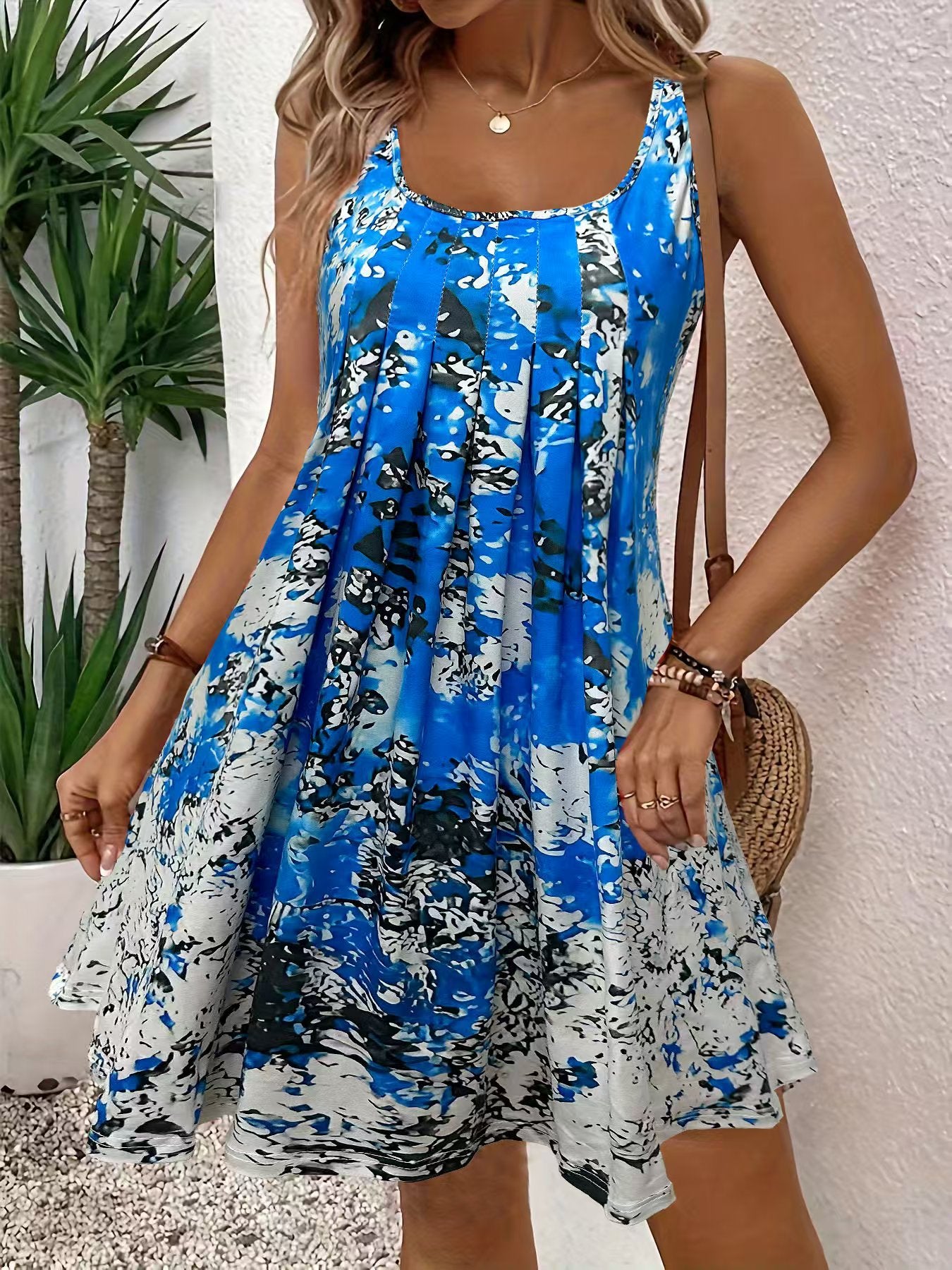 【S-2XL】🌺Uniform bedrucktes einfaches Kleid