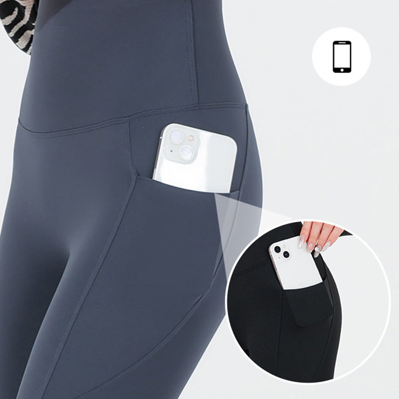 Damen-Mesh-Leggings mit hoher Taille und Seitentasche – Bauchkontrolle und Po-Lifting