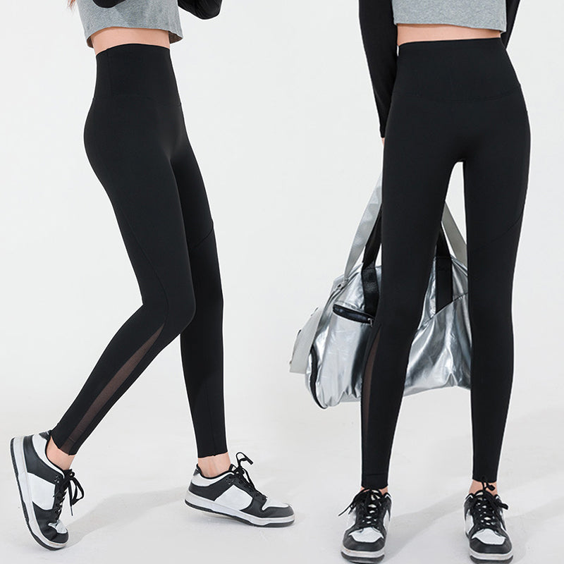 Damen-Mesh-Leggings mit hoher Taille und Seitentasche – Bauchkontrolle und Po-Lifting
