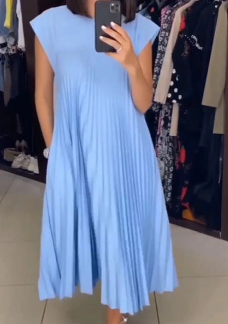 ⏳Begrenzte Zeit 50% Rabatt💥💞Damen Plissee einfaches einfarbiges Kleid