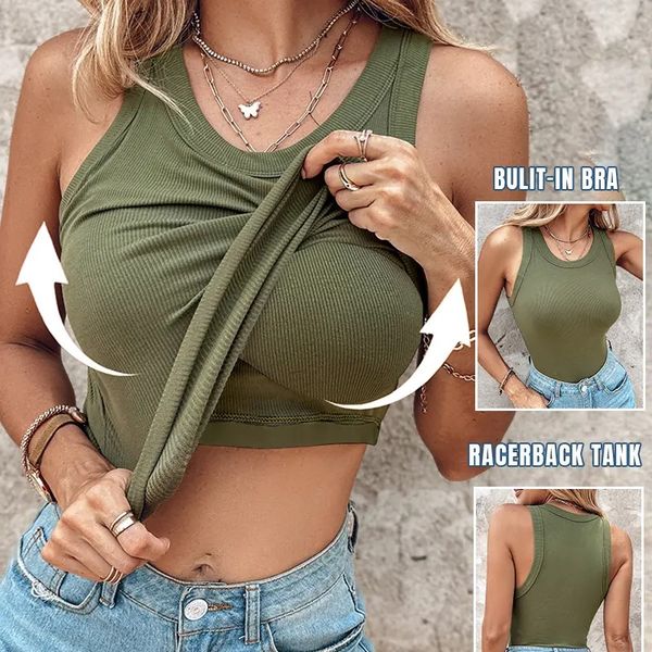 🌟Geripptes Tanktop mit integriertem BH für Frauen🌟