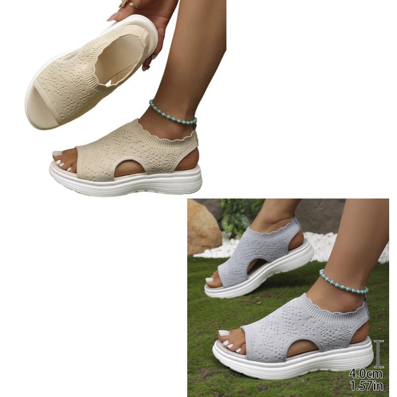 đĄ Atmungsaktive Plateau-Sandalen aus Strick fĂŒr Damen â leicht & komfortabel