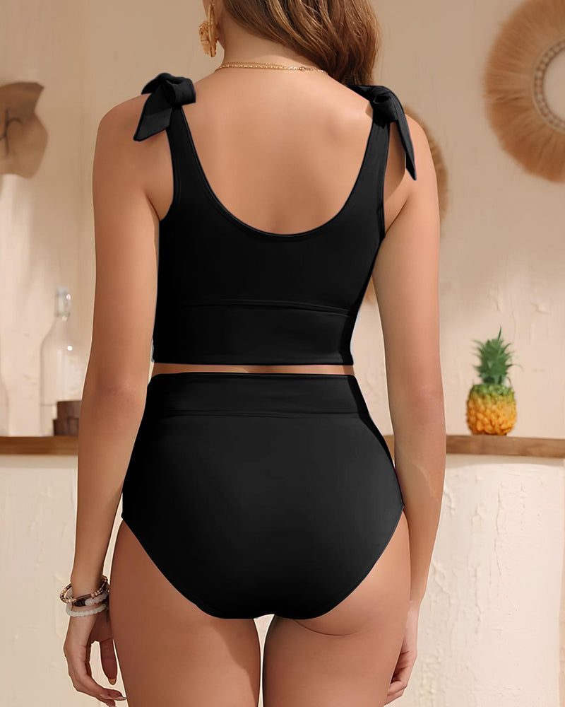 ✨Hot Sale 50% Off 🎀Double Tie High Waist Tummy Control Bikini Set💖