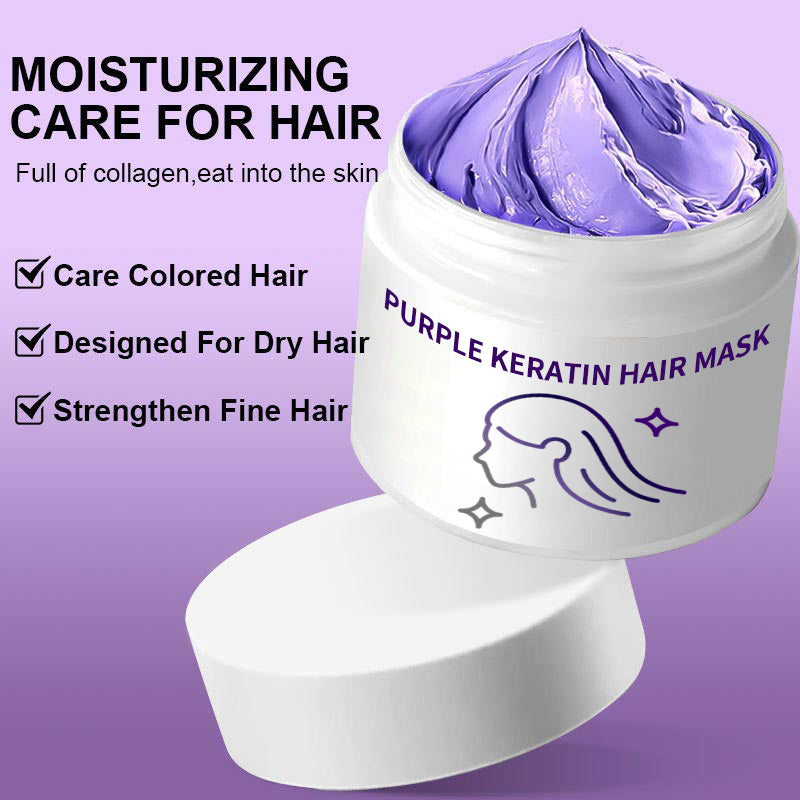 Lila Keratin Haarkur – Schützt die Farbe & Neutralisiert Brass- und Gelbtöne für blondes, silbernes und graues, gesträhntes Haar