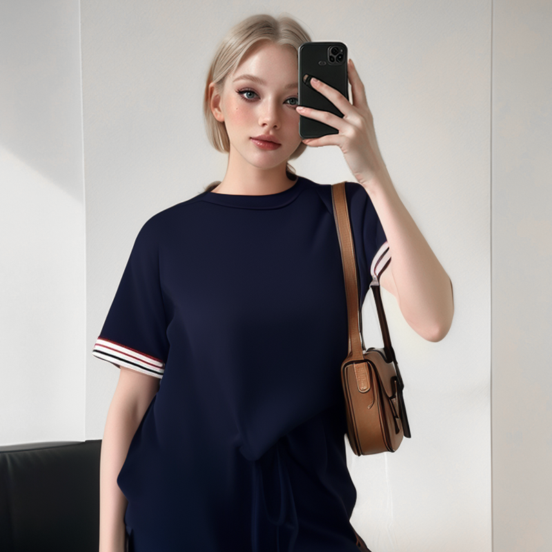 🥰Damen-Zweiteiler: Gestreiftes T-Shirt & Jogginghose mit weitem Bein