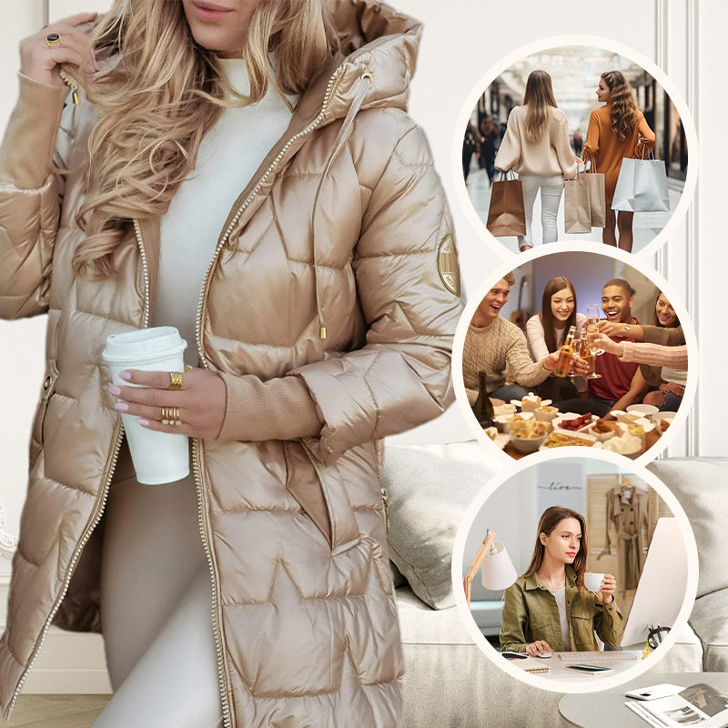 🎁 Winter Sale - Begrenzte Zeit 50% OFF🎁 Baumwolle Warmer Mid-Length Damen Wintermantel mit Kapuze Style