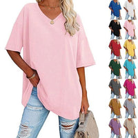 🌷Sommer-Schnäppchen 2025💜Damen-T-Shirt mit V-Ausschnitt