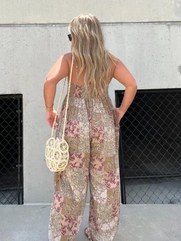 50 % Rabatt!🔥Cooper Patchwork Druck Lose Jumpsuit✨