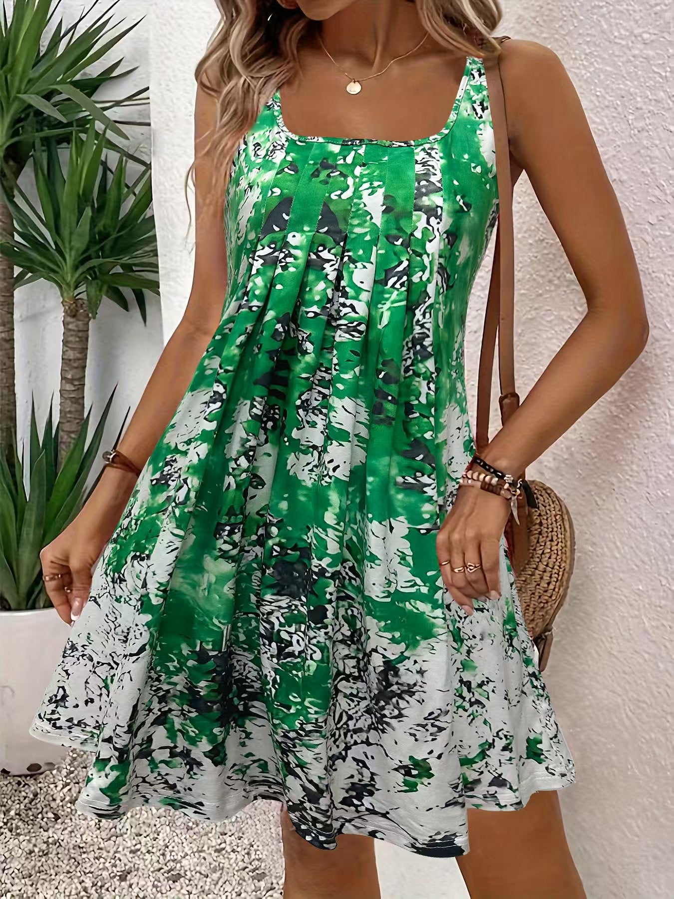 【S-2XL】🌺Uniform bedrucktes einfaches Kleid