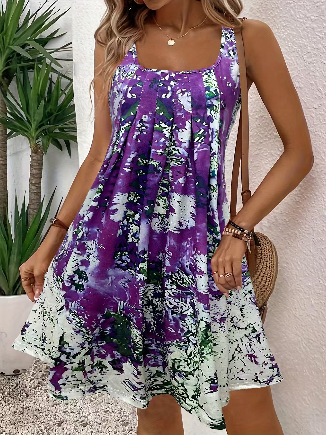【S-2XL】🌺Uniform bedrucktes einfaches Kleid