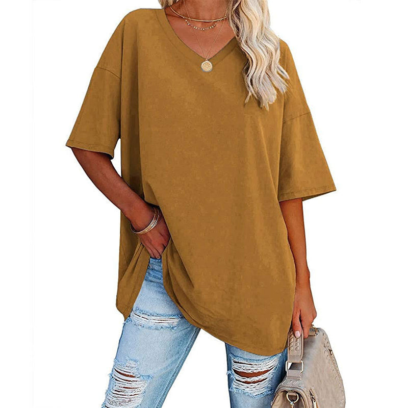 🌷Sommer-Schnäppchen 2025💜Damen-T-Shirt mit V-Ausschnitt