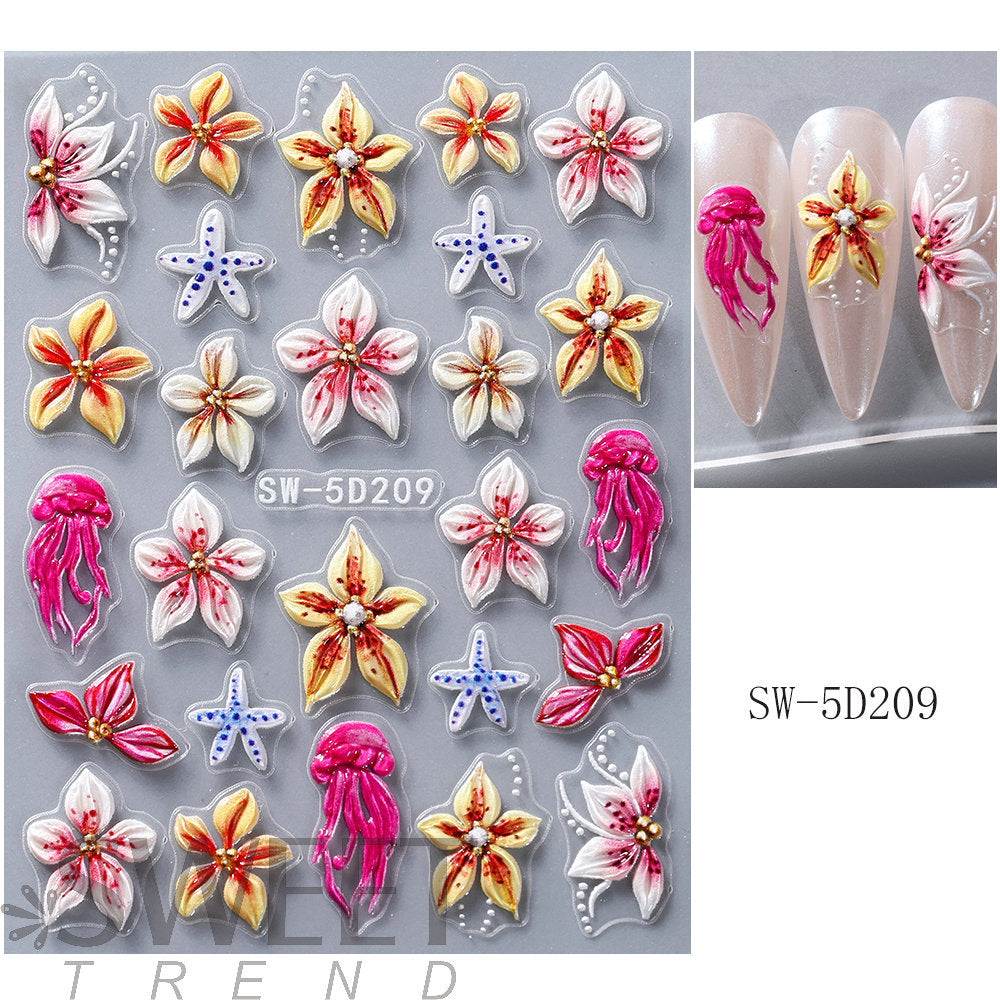 🔥Kauf 1 Erhalte 1 Gratis💅5D Blumen-Nagelsticker