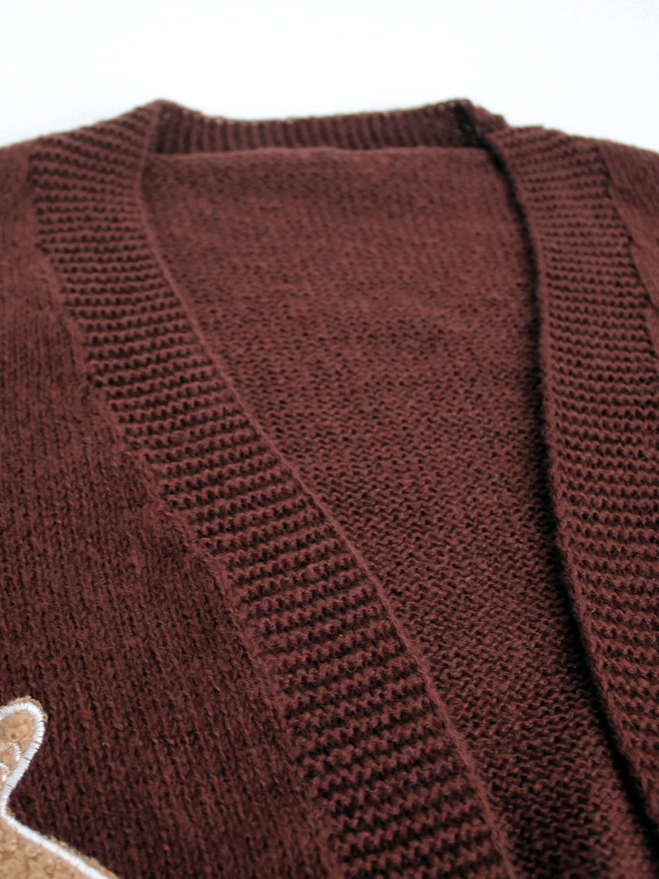 Kurze Strickjacke mit Cartoon-Print und hängenden Schultern für Damen