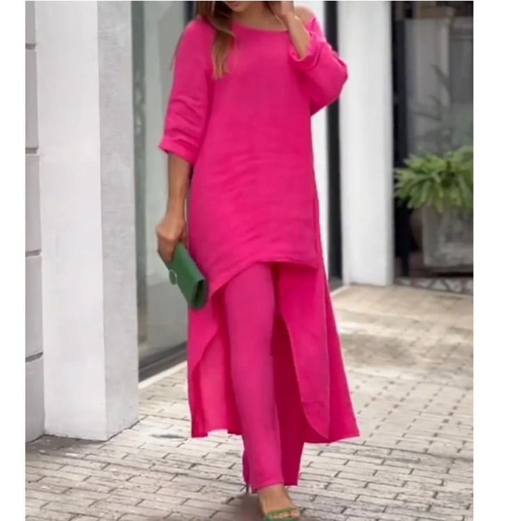 💥💕Spezielles Anti-Saison-Angebot! 💥💕Damen Fest Farbe Leinen Mode Casual Anzug💃