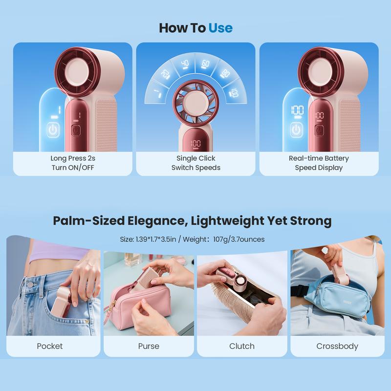 🌀Nur 12.99€ diesen Sommer!!!💨Mini-Handventilator mit LED-Anzeige –👍5-stufiger Turbo-Ventilator im Taschenformat.✨Über USB aufladbar, schnelle Kühlung für Reisen und beim Schminken. Das perfekte Geschenk. Tragbare Kühlung
