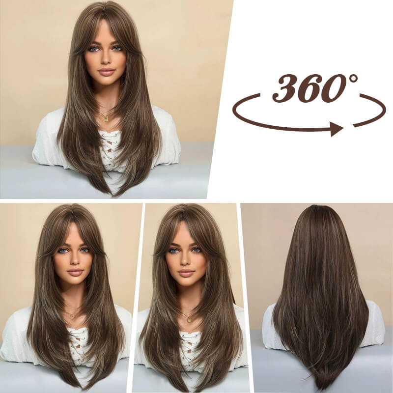 💕Layered Pony lange Perücke💥