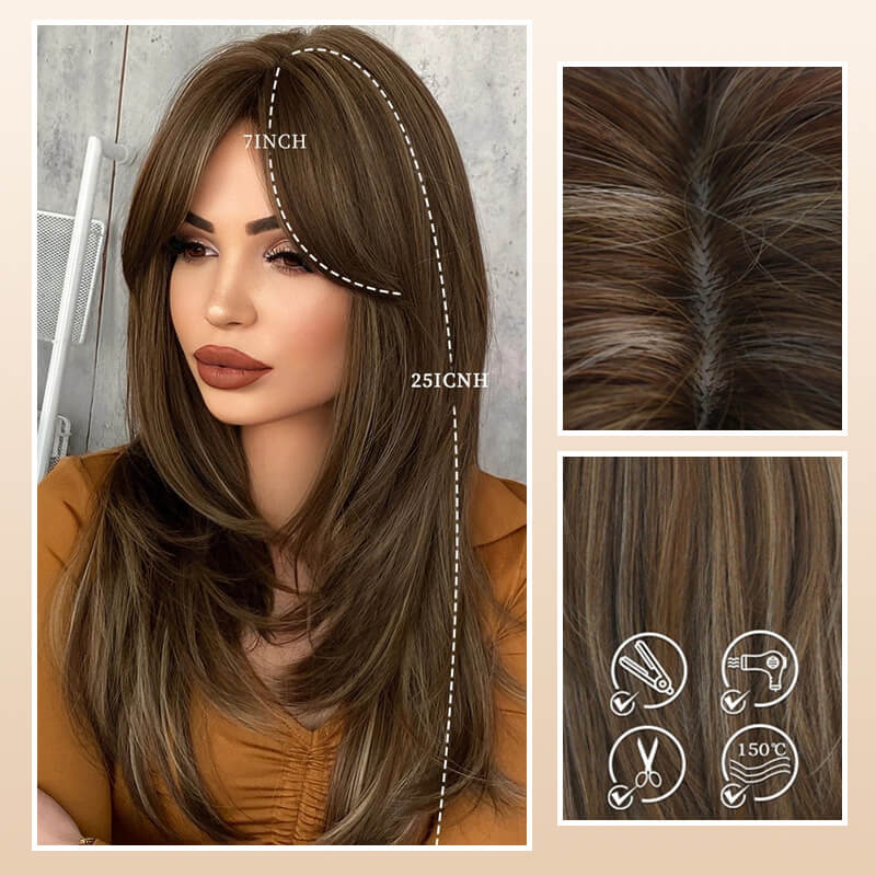 💕Layered Pony lange Perücke💥