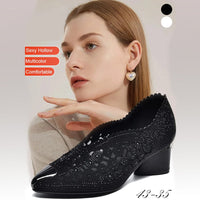 🔥Zeitlich begrenzter Rabatt👡Slipper aus Mesh mit Kristallen und dickem Absatz