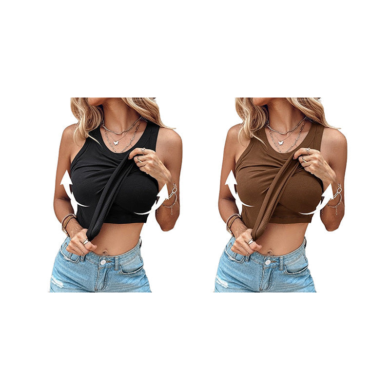 🌟Geripptes Tanktop mit integriertem BH für Frauen🌟