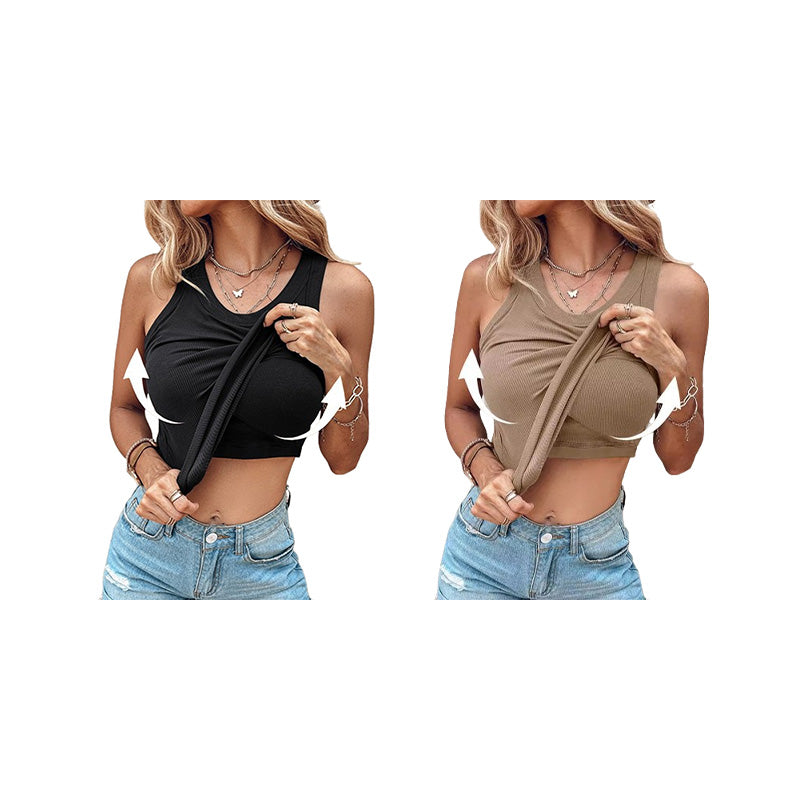 🌟Geripptes Tanktop mit integriertem BH für Frauen🌟