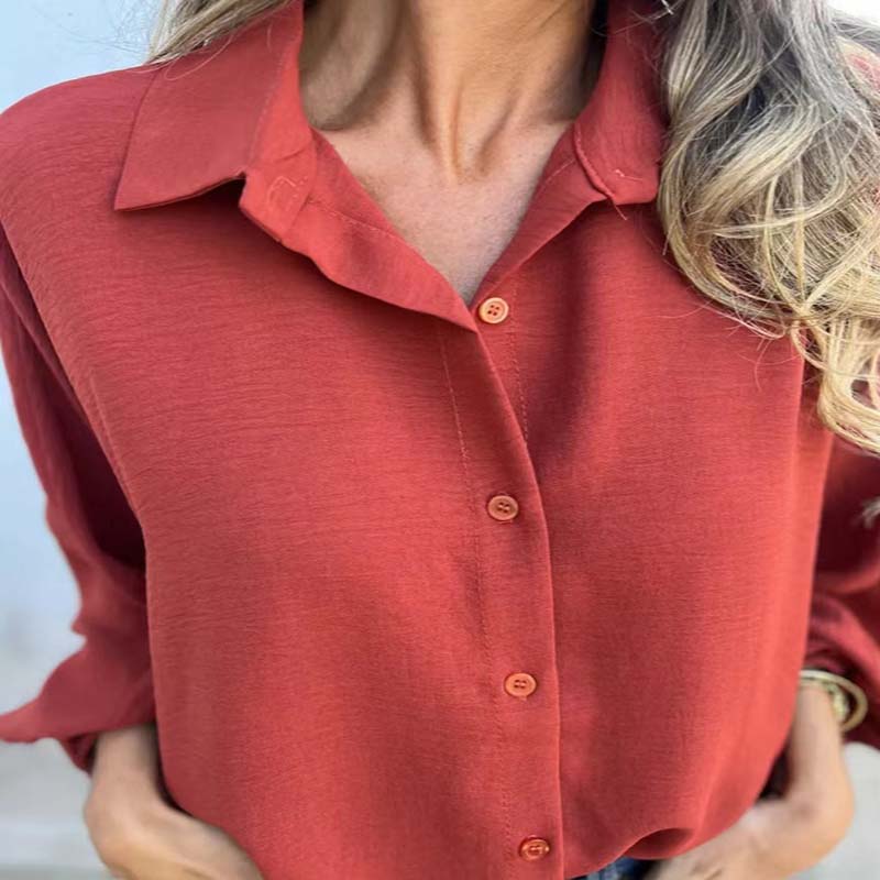 🔥Elegantes einfarbiges Damenhemd mit Knopfleiste🥰