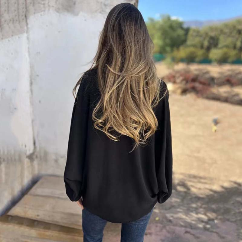 🔥Elegantes einfarbiges Damenhemd mit Knopfleiste🥰
