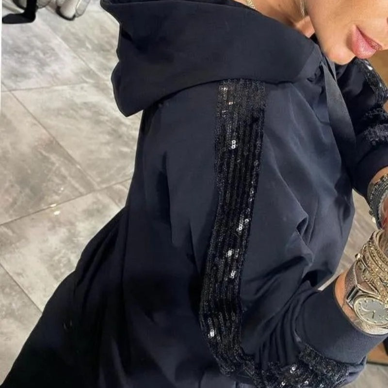 🥰50% Rabatt 2-teiliges Set aus Oberteilen und Hosen mit Kapuze und Kordelzug für Damen