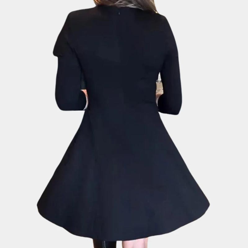 💕Elegantes Rundhalskleid mit halbem Reißverschluss in Volltonfarbe für Damen
