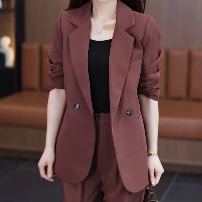 Trendige zweiteilige Outfits für Frauen mit Blazer und Hose in Uni-Farben