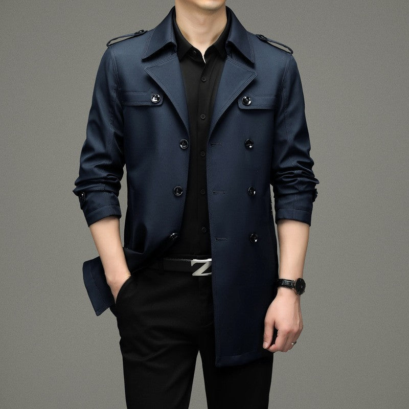 💼🌟2025 Neue britische Stil Herren Double Breasted Trenchcoat Jacke💖🎁