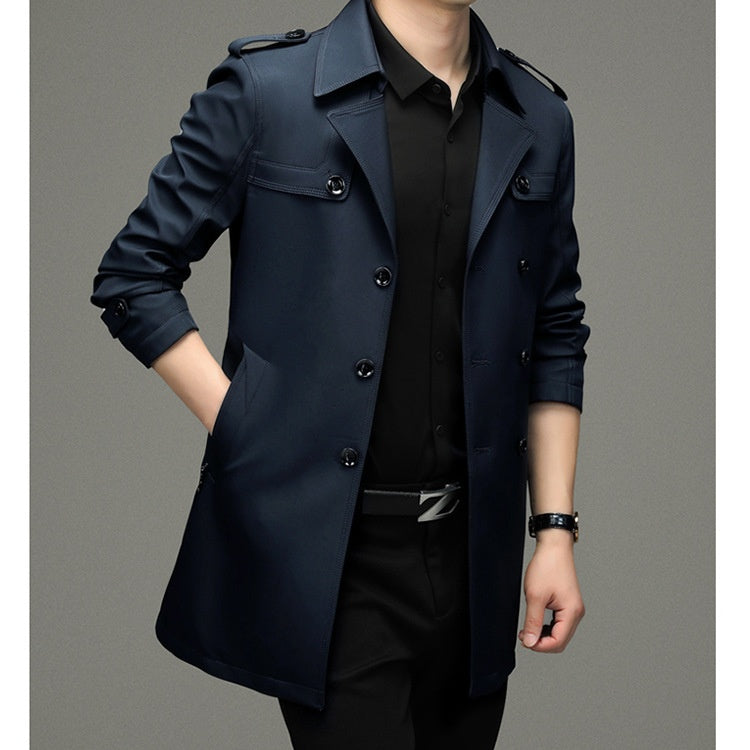 💼🌟2025 Neue britische Stil Herren Double Breasted Trenchcoat Jacke💖🎁
