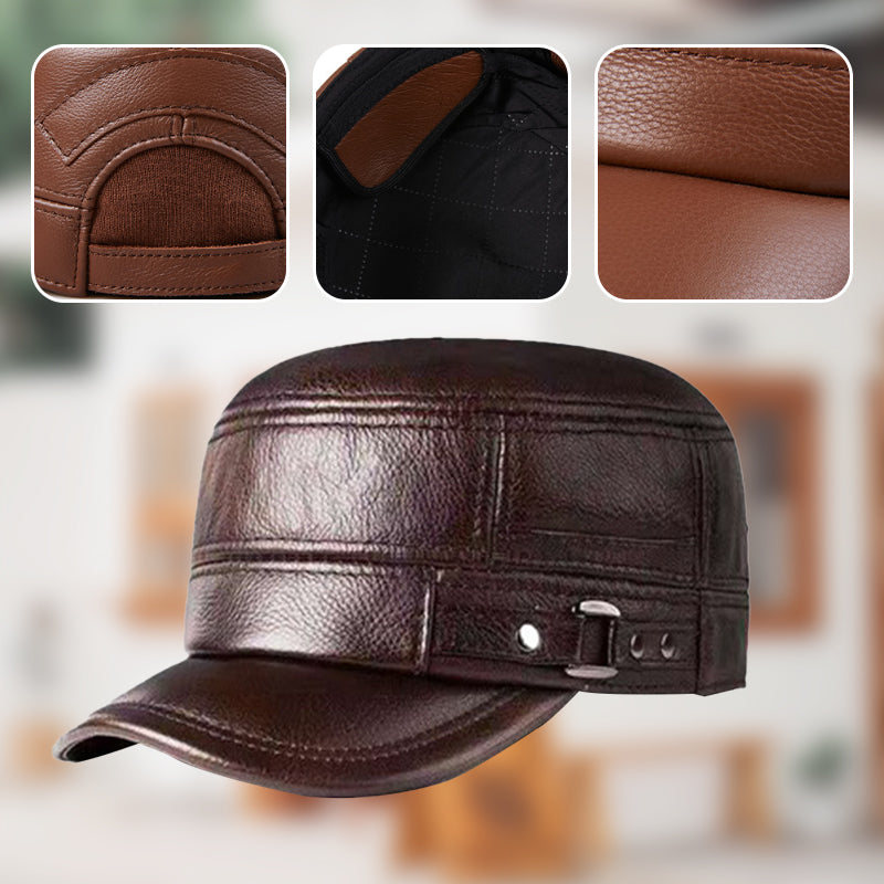 🥰Black Friday Sale – Zeitlich begrenzt 46%RABATT🥰Warme Baseballmütze aus PU-Leder mit flachem Schirm