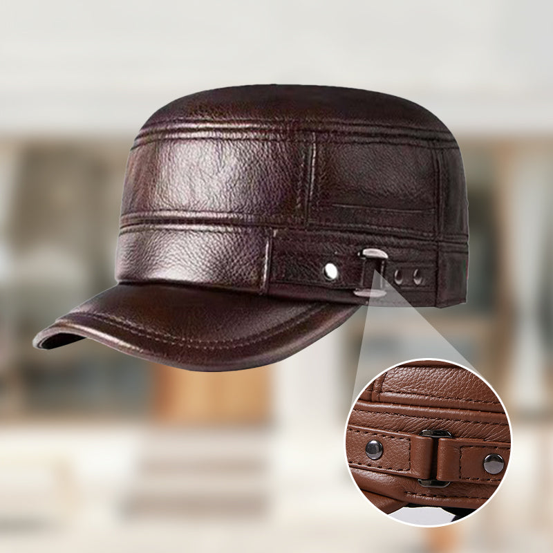 🥰Black Friday Sale – Zeitlich begrenzt 46%RABATT🥰Warme Baseballmütze aus PU-Leder mit flachem Schirm