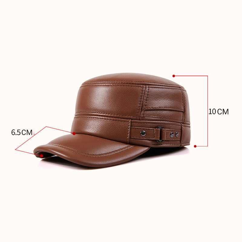 🥰Black Friday Sale – Zeitlich begrenzt 46%RABATT🥰Warme Baseballmütze aus PU-Leder mit flachem Schirm