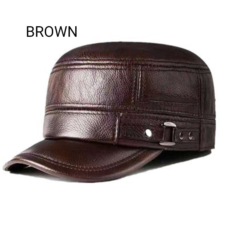 🥰Black Friday Sale – Zeitlich begrenzt 46%RABATT🥰Warme Baseballmütze aus PU-Leder mit flachem Schirm