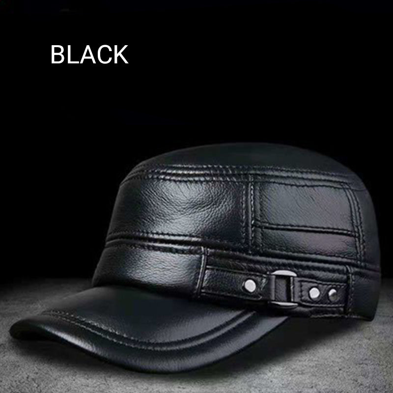 🥰Black Friday Sale – Zeitlich begrenzt 46%RABATT🥰Warme Baseballmütze aus PU-Leder mit flachem Schirm