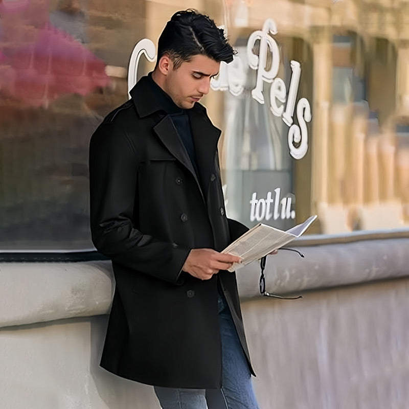 Zweireihige Mäntel mit Revers und Taschen für Herren