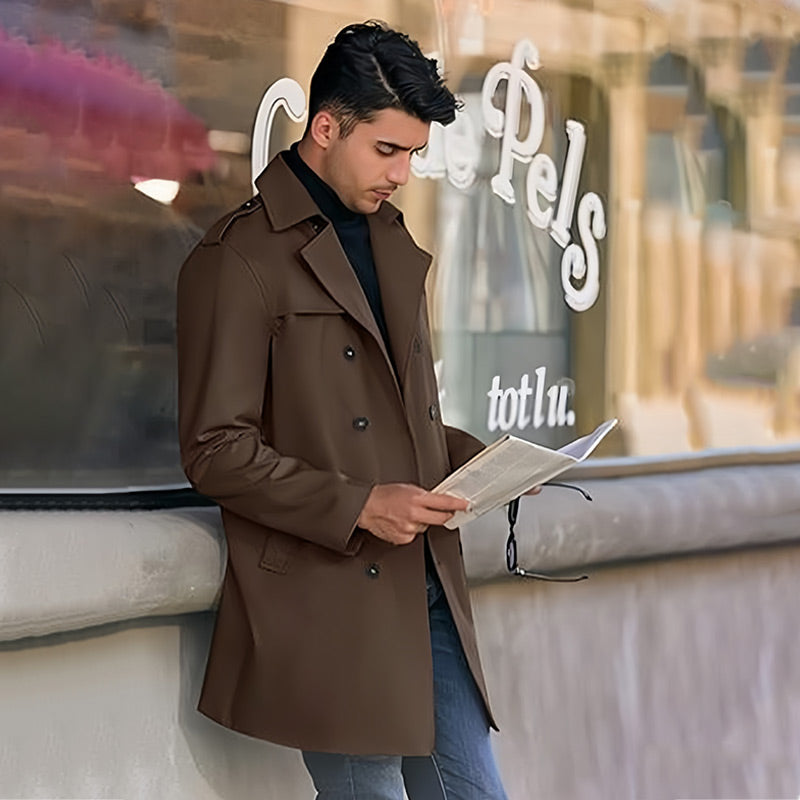 Zweireihige Mäntel mit Revers und Taschen für Herren