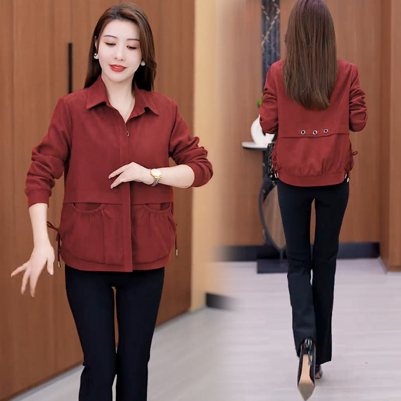 ❄️Winter Specials❄️ Frauen lässig Revers Knopf kurze Jacke