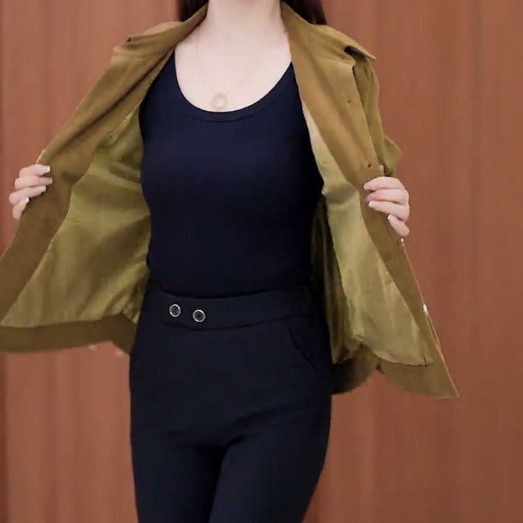 ❄️Winter Specials❄️ Frauen lässig Revers Knopf kurze Jacke