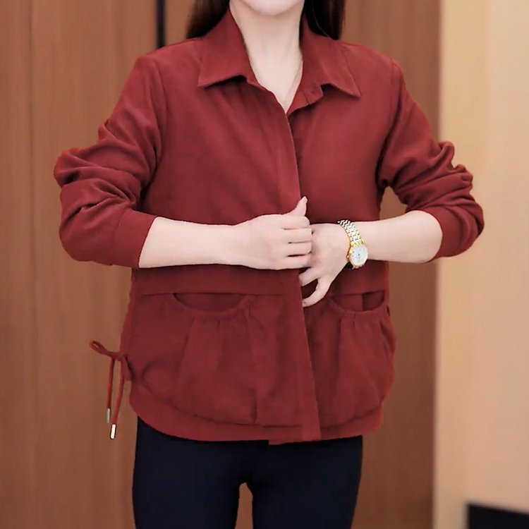 ❄️Winter Specials❄️ Frauen lässig Revers Knopf kurze Jacke