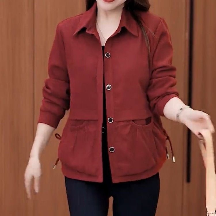 ❄️Winter Specials❄️ Frauen lässig Revers Knopf kurze Jacke
