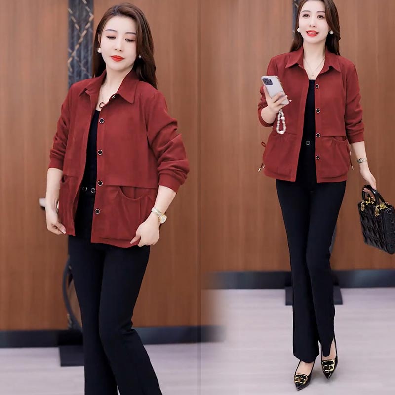 ❄️Winter Specials❄️ Frauen lässig Revers Knopf kurze Jacke