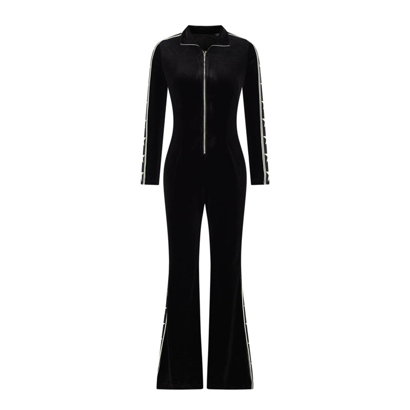 Damen-Jumpsuit mit Schlaghose und Reißverschluss