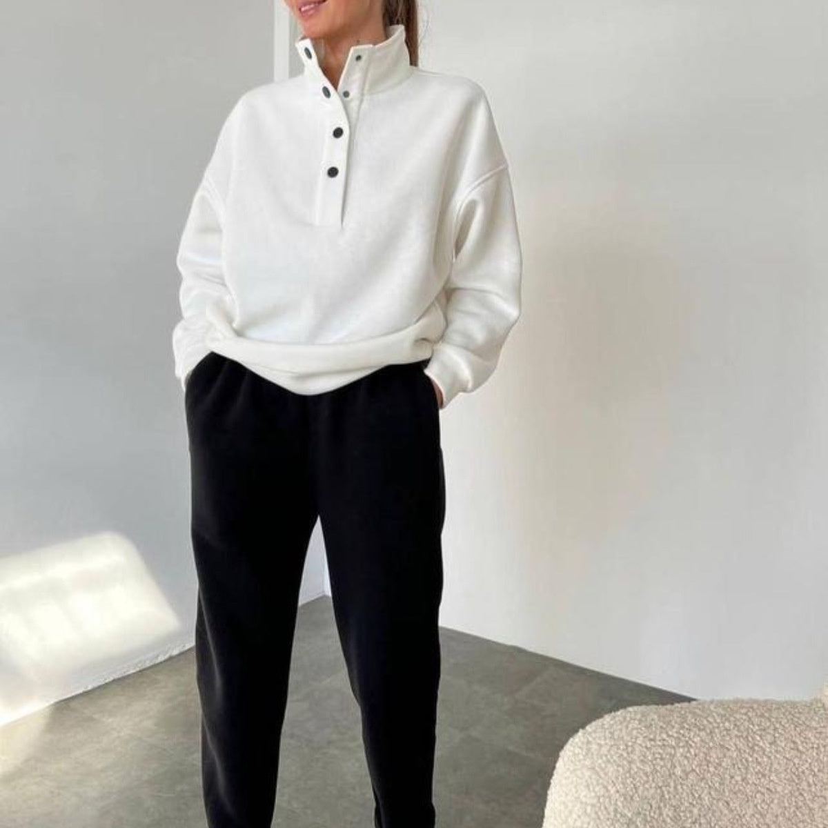 ❄️Winter-Spezialitäten❄️2-teiliges Set für Frauen mit Knopf-Sweatshirt & Jogginghose