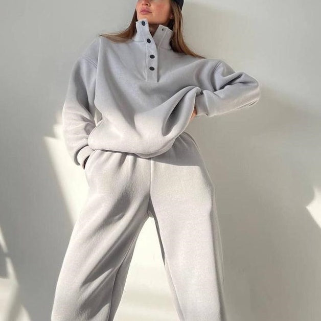 ❄️Winter-Spezialitäten❄️2-teiliges Set für Frauen mit Knopf-Sweatshirt & Jogginghose