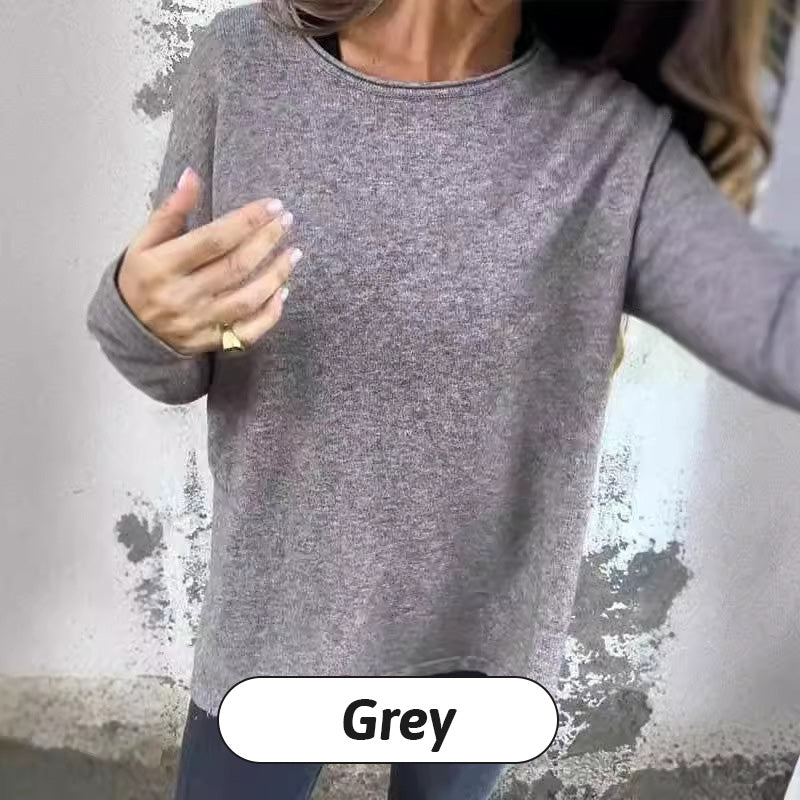 đ„HEISSER VERKAUF 49% - Einfarbige Langarm-Oberteile mit Rundhalsausschnitt fĂŒr Damen