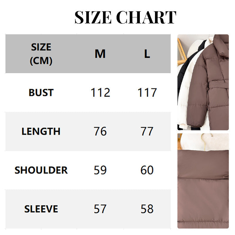 ❄️Heißer Winterschlussverkauf❄️Stylische einfarbige Pufferjacke mit Gürtel für Damen