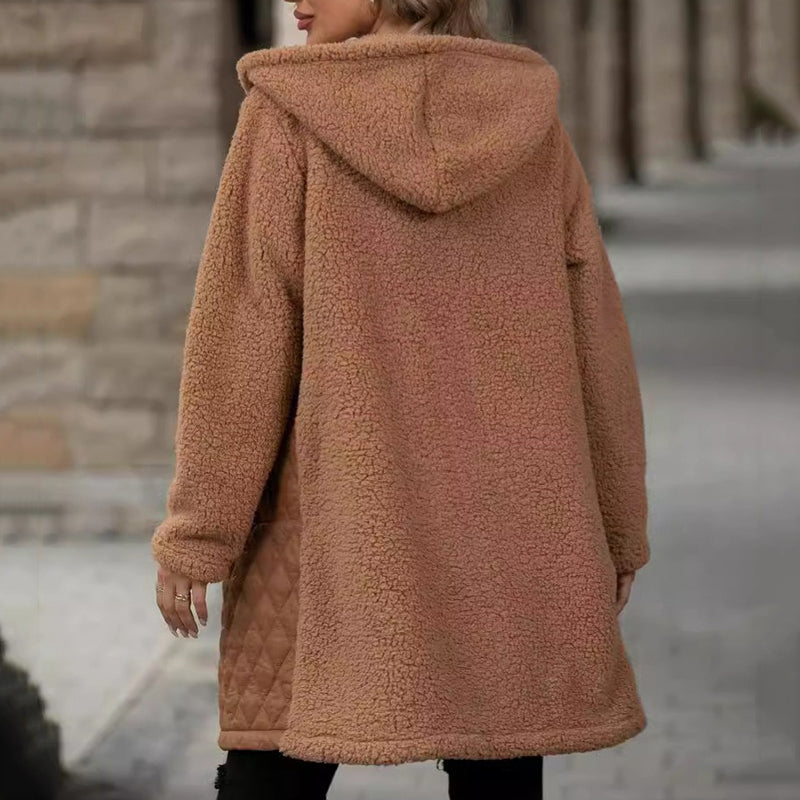 🔥✨Weihnachts-Sonderangebote 🎅🎁Gemütlicher gesteppter Sherpa-Mantel mit Kapuze für Damen