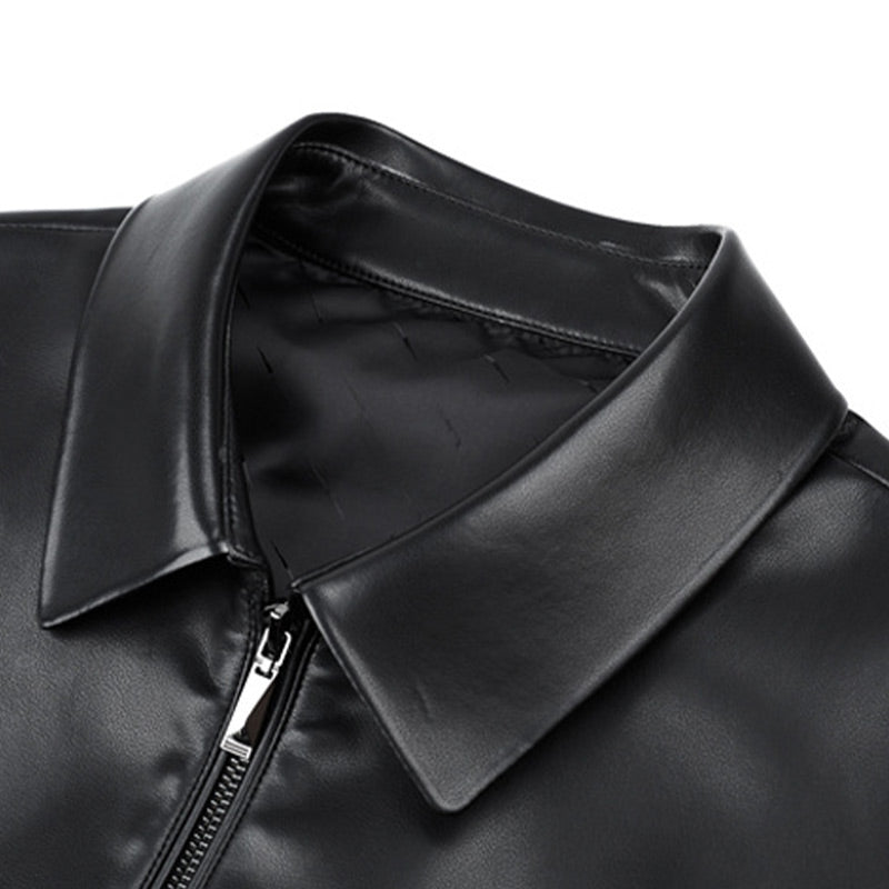 🔥✨Weihnachts-Sonderangebote 🎅🎁Klassische PU-Lederjacke mit Frontreißverschluss für Herren